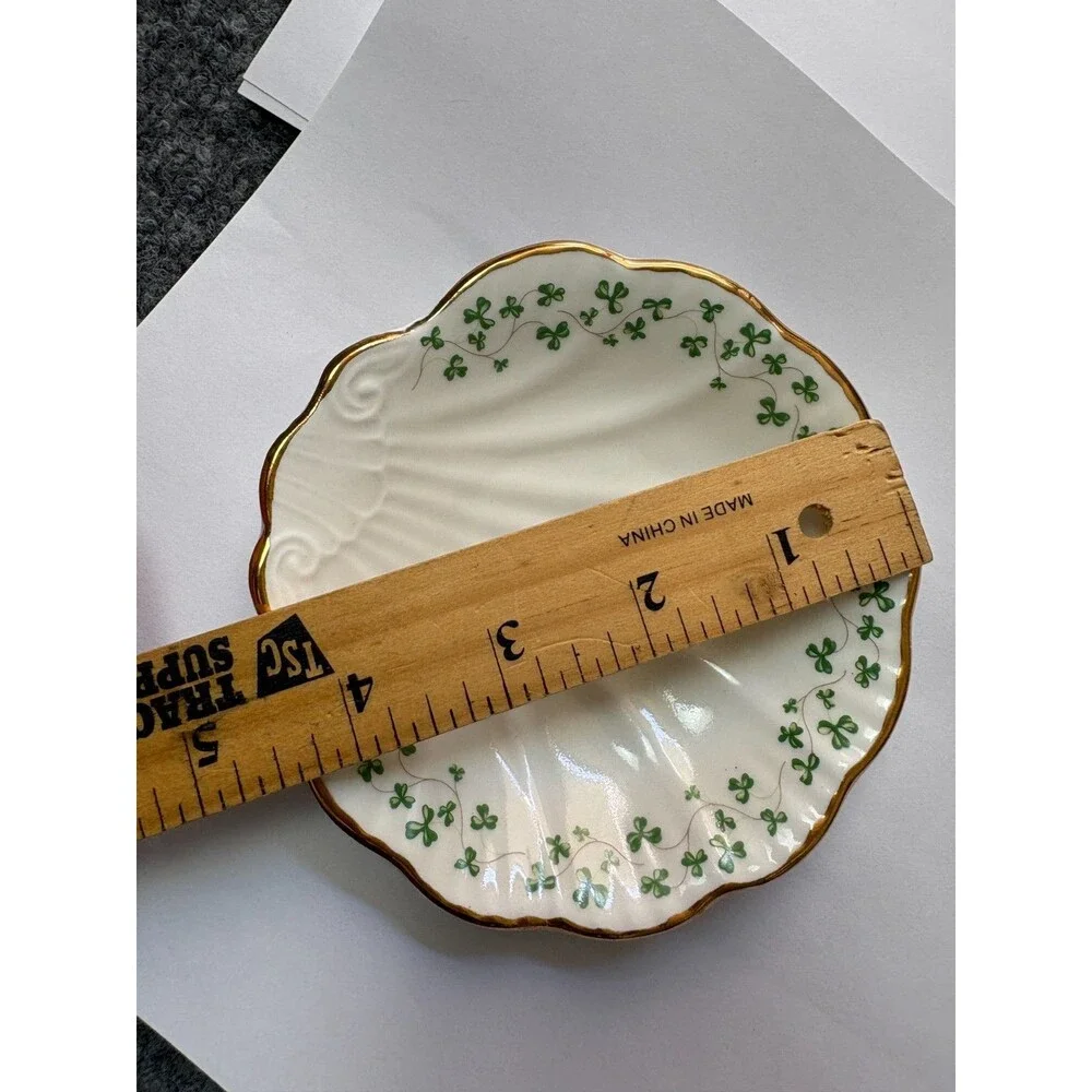 Royal Tara Trinket Dish Ireland Shamrock Shell Shape Celtic Irish China 4.4